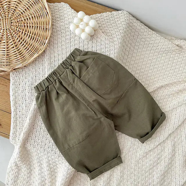 Cotton Casual Elastic Waist Pants for Infants and Toddlers