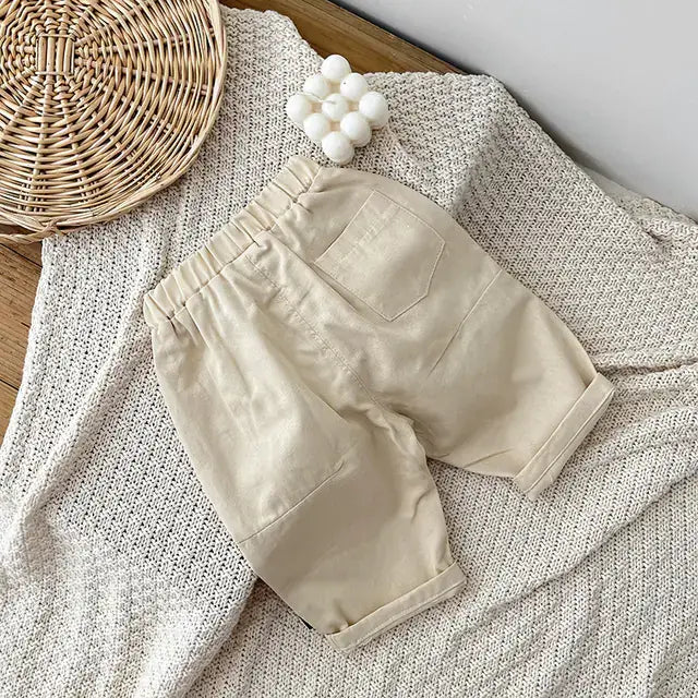 Cotton Casual Elastic Waist Pants for Infants and Toddlers