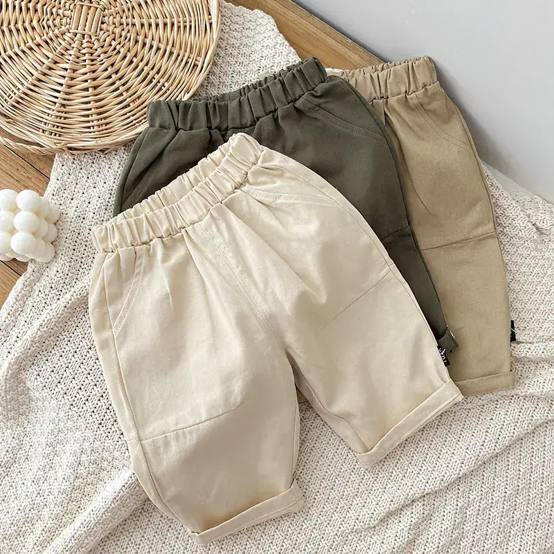Cotton Casual Elastic Waist Pants for Infants and Toddlers